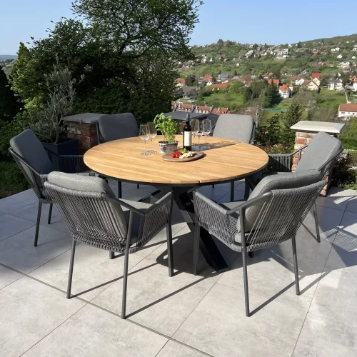 vrtni blagovaonski set Stirling TEAK antracit + Liverpool